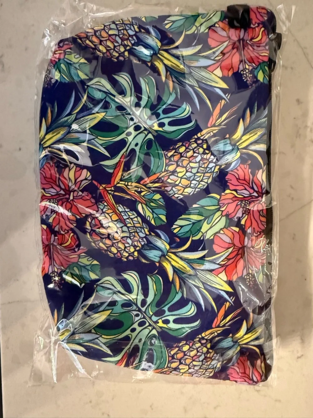 ⚠️ 5/25: Navy Tropical Pineapple Cosmetic Makeup Toiletry Bag - Floral Print
